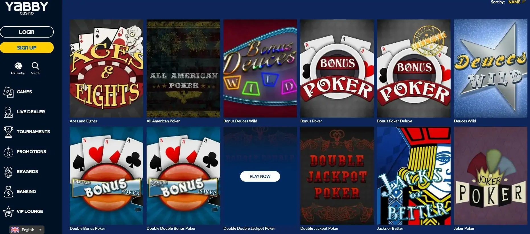 Yabby casino video poker